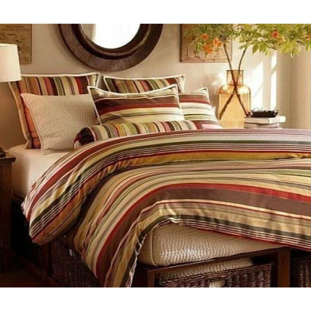NIP Pottery Barn Pillow Sham Duncan Stripe Standard Rust Red Green Southwest (1)